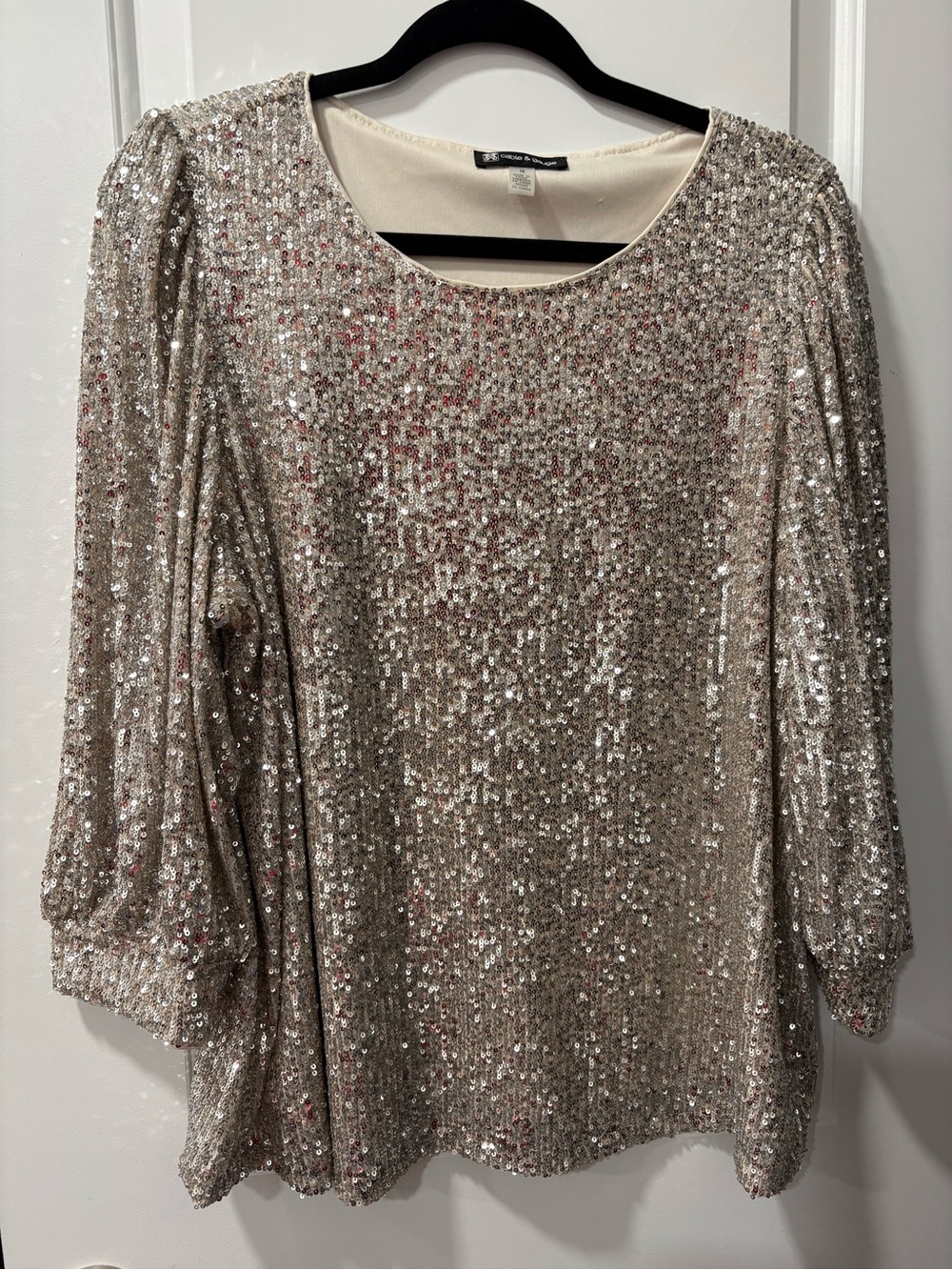 Gold Sequin Long Sleeve Party Top
